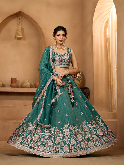 Tissue Fabric Sequins embroidery Semi-Stitched Lehenga & Unstitched Blouse With Dupatta houseofpanchhi