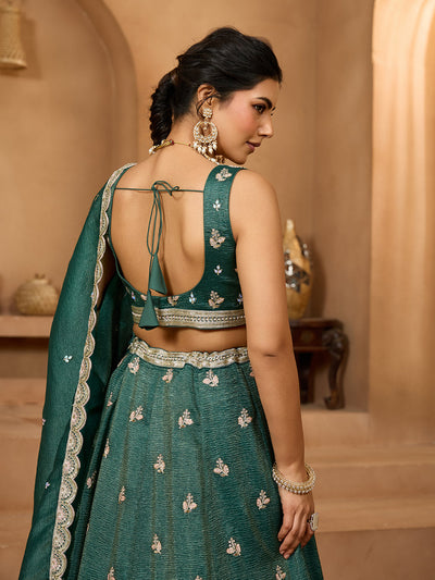 Tissue Fabric Sequins embroidery Semi-Stitched Lehenga & Unstitched Blouse With Dupatta houseofpanchhi