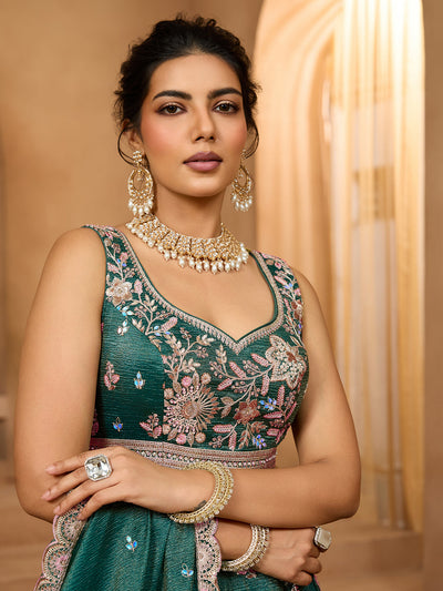 Tissue Fabric Sequins embroidery Semi-Stitched Lehenga & Unstitched Blouse With Dupatta houseofpanchhi