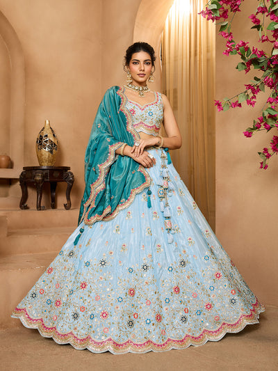 Tissue Fabric Sequins embroidery Semi-Stitched Lehenga & Unstitched Blouse With Dupatta houseofpanchhi