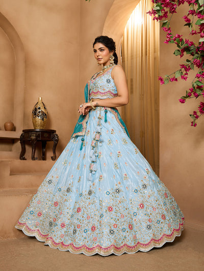 Tissue Fabric Sequins embroidery Semi-Stitched Lehenga & Unstitched Blouse With Dupatta houseofpanchhi