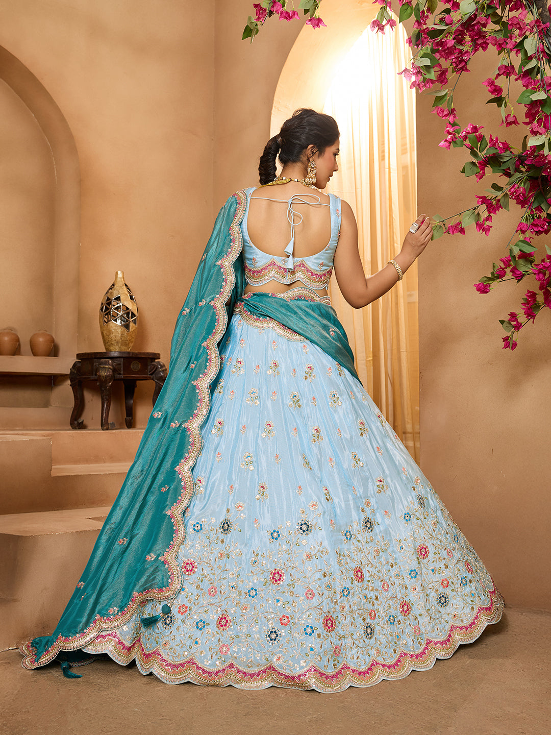Tissue Fabric Sequins embroidery Semi-Stitched Lehenga & Unstitched Blouse With Dupatta houseofpanchhi