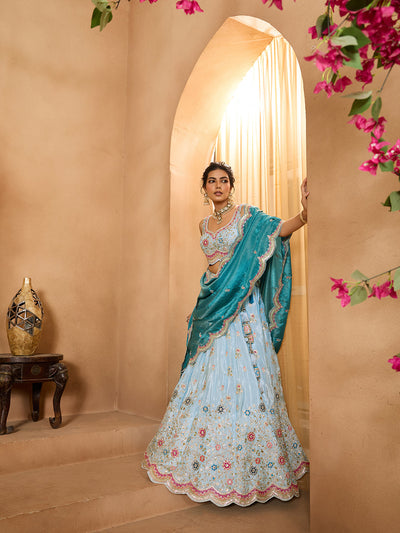 Tissue Fabric Sequins embroidery Semi-Stitched Lehenga & Unstitched Blouse With Dupatta houseofpanchhi