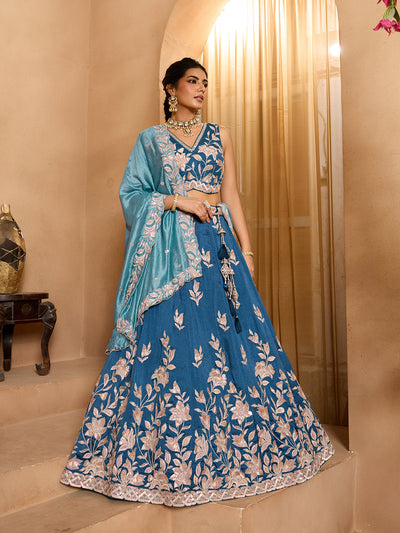 Silk Fabric Sequins embroidery Semi-Stitched Lehenga & Unstitched Blouse With Dupatta House of Panchhi
