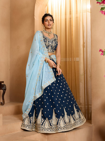 Georgette Fabric Sequins embroidery Semi-Stitched Lehenga & Unstitched Blouse With Dupatta (Copy) House of Panchhi