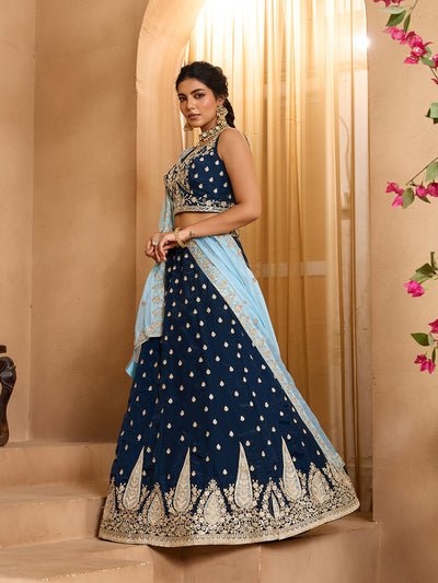 Georgette Fabric Sequins embroidery Semi-Stitched Lehenga & Unstitched Blouse With Dupatta (Copy) House of Panchhi