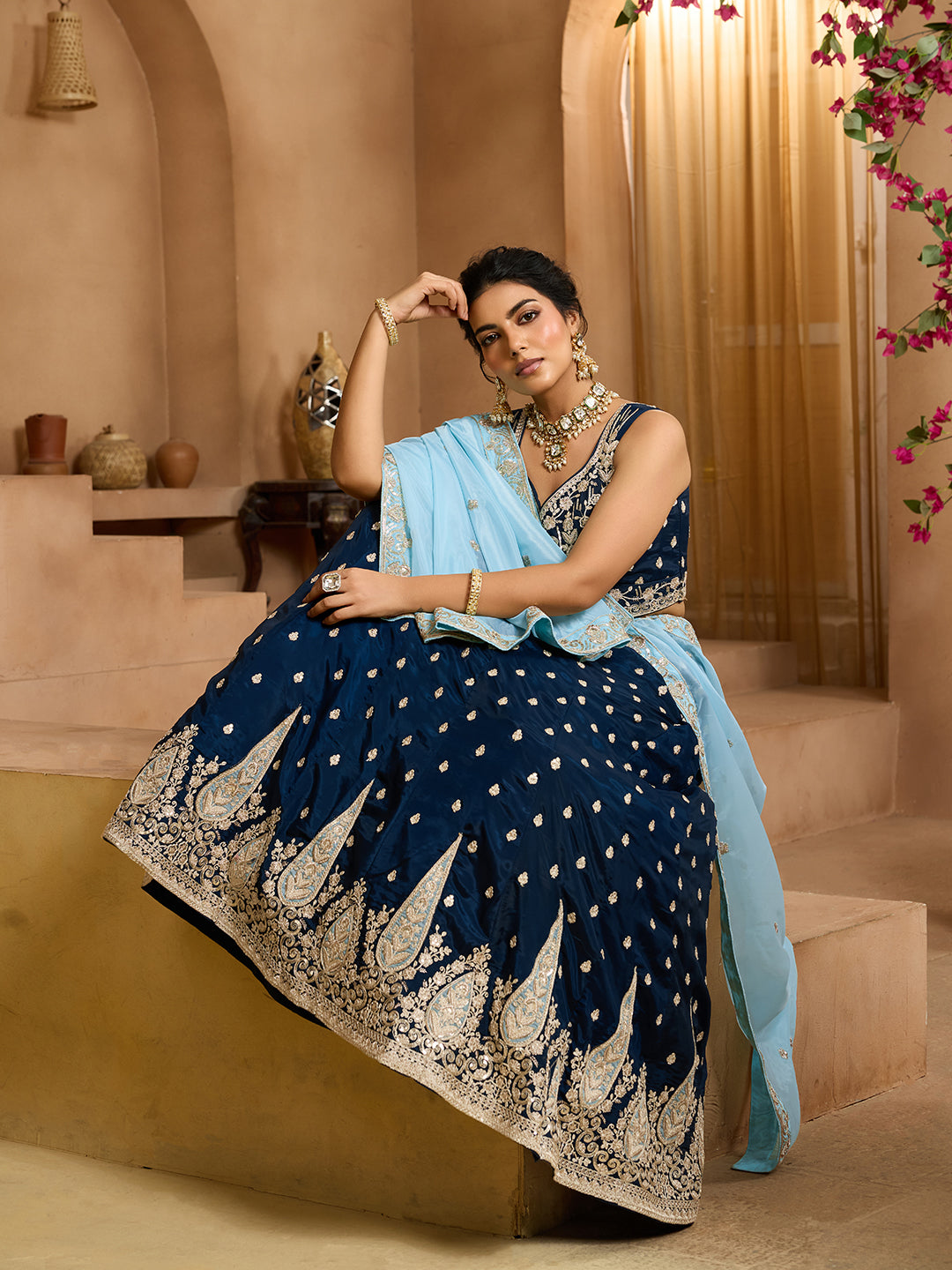 Georgette Fabric Sequins embroidery Semi-Stitched Lehenga & Unstitched Blouse With Dupatta (Copy) House of Panchhi