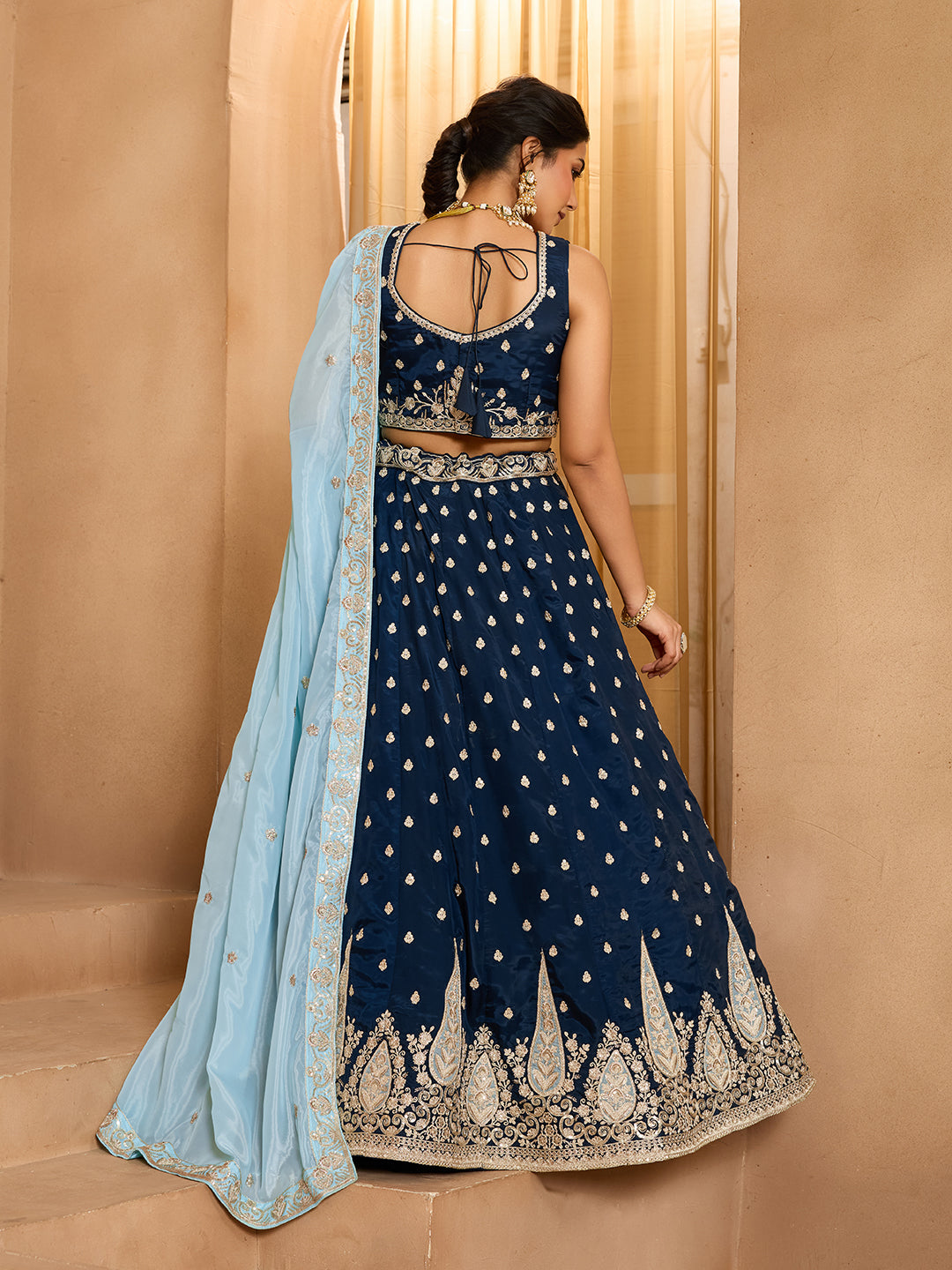 Georgette Fabric Sequins embroidery Semi-Stitched Lehenga & Unstitched Blouse With Dupatta (Copy) House of Panchhi