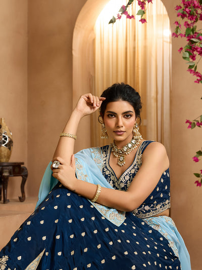 Georgette Fabric Sequins embroidery Semi-Stitched Lehenga & Unstitched Blouse With Dupatta (Copy) House of Panchhi