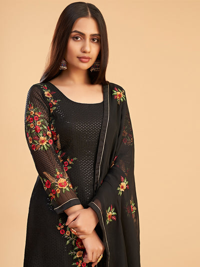 Shimmer Organza Fabric Sequins embroidery Semi-Stitched Straight Kurta Set- Zaida 12