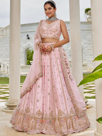 Silk Fabric Beads & Sequince Embroidered Ready to Wear Lehenga Choli & Dupatta houseofpanchhi