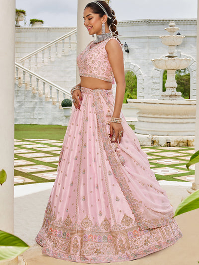 Silk Fabric Beads & Sequince Embroidered Ready to Wear Lehenga Choli & Dupatta houseofpanchhi
