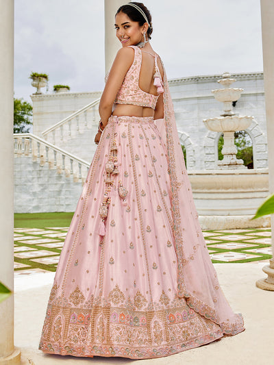 Silk Fabric Beads & Sequince Embroidered Ready to Wear Lehenga Choli & Dupatta houseofpanchhi