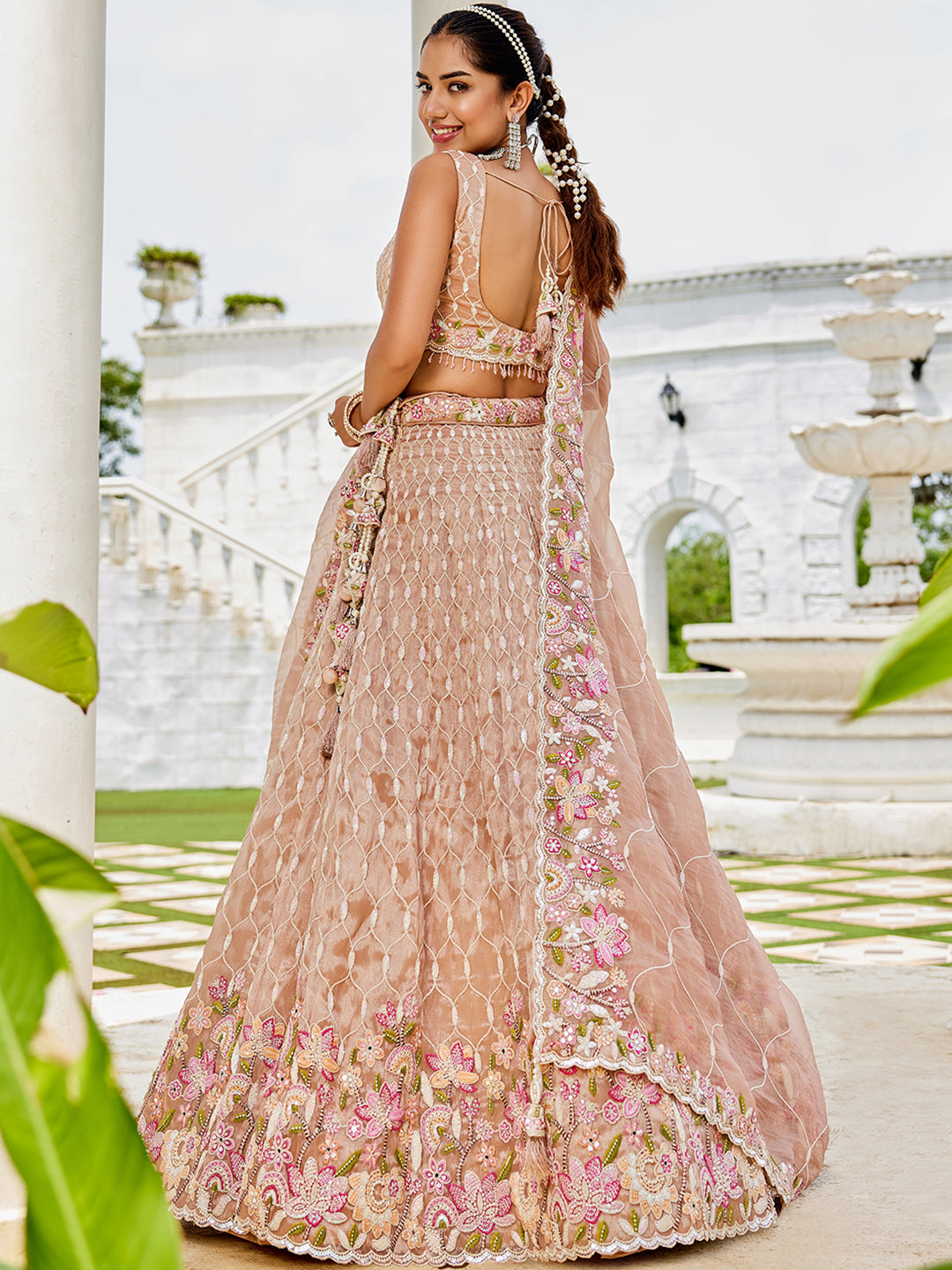 Satin Silk Fabric Sequinned Embroidered Ready to Wear Lehenga Choli & Dupatta houseofpanchhi