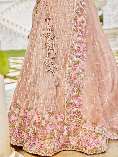 Satin Silk Fabric Sequinned Embroidered Ready to Wear Lehenga Choli & Dupatta houseofpanchhi