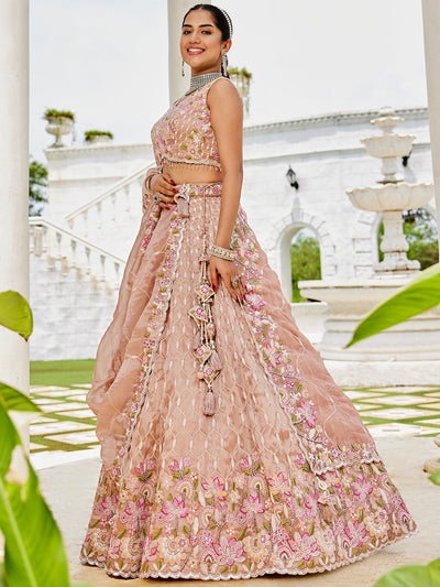 Satin Silk Fabric Sequinned Embroidered Ready to Wear Lehenga Choli & Dupatta houseofpanchhi