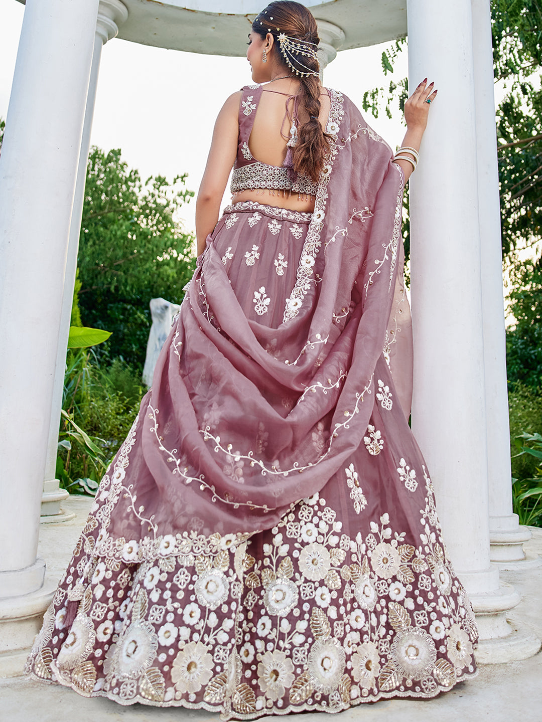Organza Fabric Beads & Sequince Embroidered Ready to Wear Lehenga Choli & Dupatta houseofpanchhi