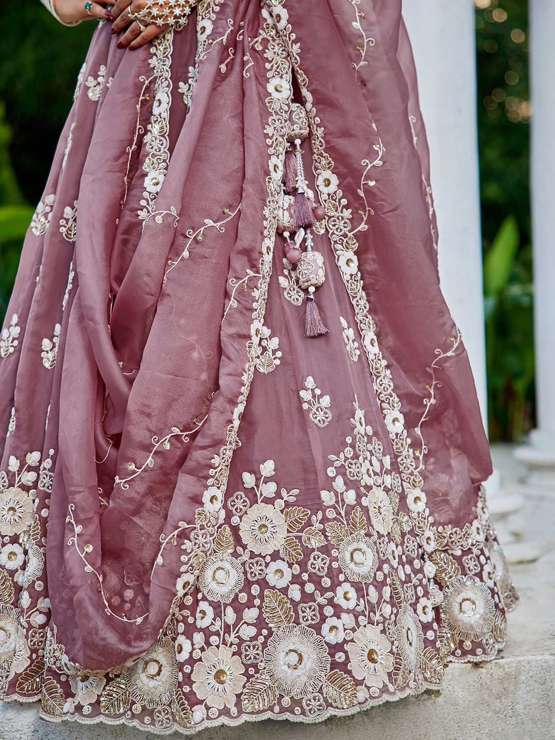 Organza Fabric Beads & Sequince Embroidered Ready to Wear Lehenga Choli & Dupatta houseofpanchhi