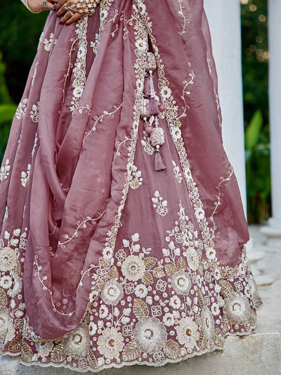 Organza Fabric Beads & Sequince Embroidered Ready to Wear Lehenga Choli & Dupatta houseofpanchhi