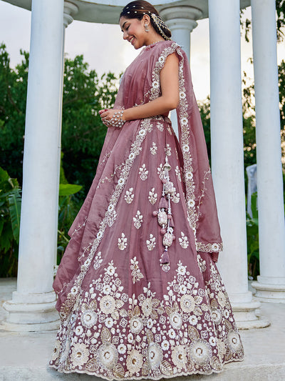 Organza Fabric Beads & Sequince Embroidered Ready to Wear Lehenga Choli & Dupatta houseofpanchhi