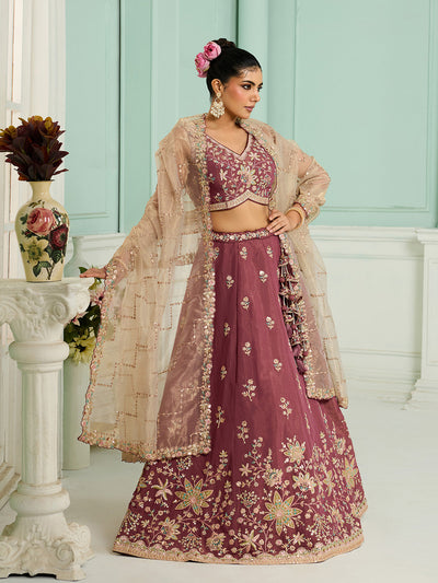 Georgette Fabric Sequins embroidery Semi-Stitched Lehenga & Unstitched Blouse With Dupatta House of Panchhi