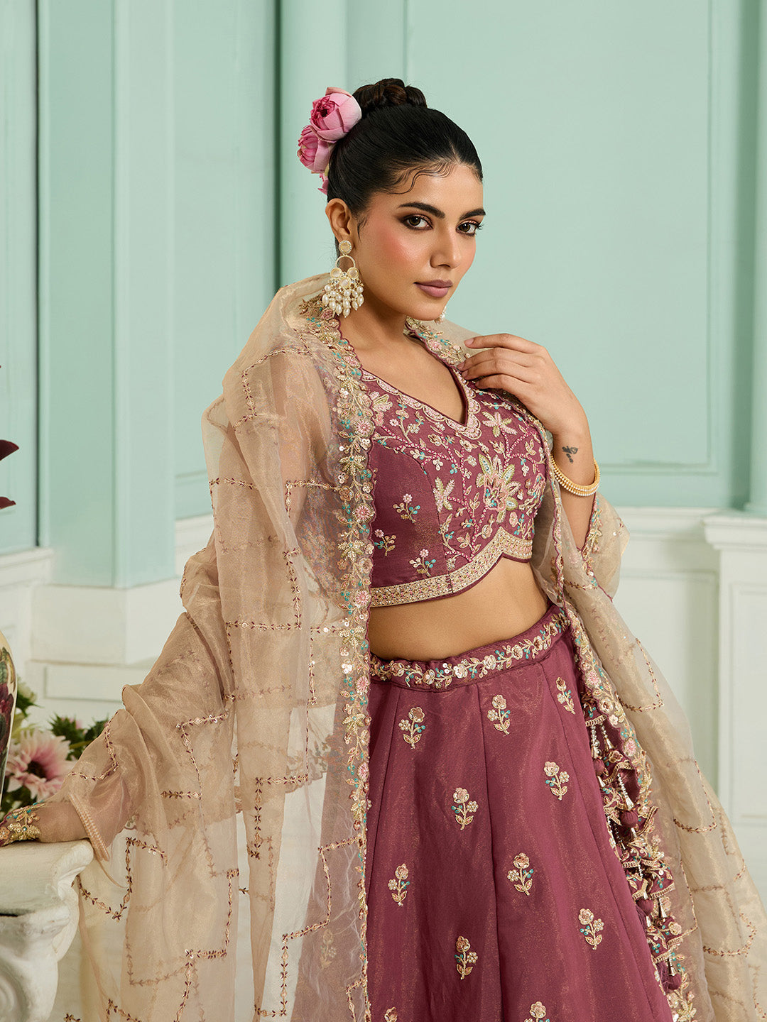 Georgette Fabric Sequins embroidery Semi-Stitched Lehenga & Unstitched Blouse With Dupatta House of Panchhi