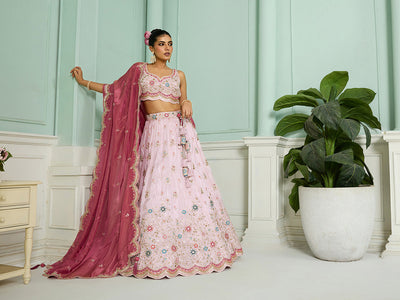 Tissue Fabric Sequins embroidery Semi-Stitched Lehenga & Unstitched Blouse With Dupatta houseofpanchhi
