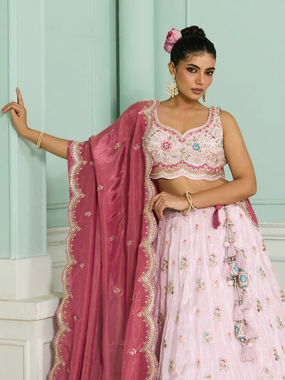 Tissue Fabric Sequins embroidery Semi-Stitched Lehenga & Unstitched Blouse With Dupatta houseofpanchhi