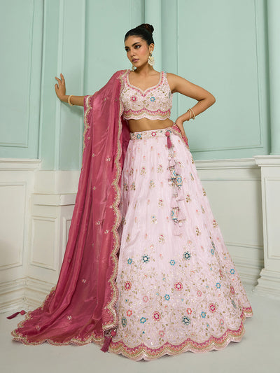 Tissue Fabric Sequins embroidery Semi-Stitched Lehenga & Unstitched Blouse With Dupatta houseofpanchhi