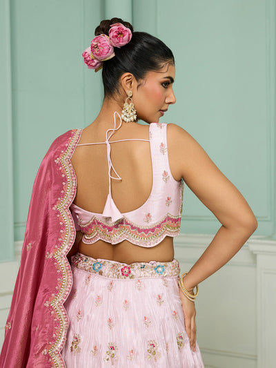 Tissue Fabric Sequins embroidery Semi-Stitched Lehenga & Unstitched Blouse With Dupatta houseofpanchhi
