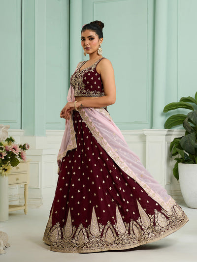 Georgette Fabric Sequins embroidery Semi-Stitched Lehenga & Unstitched Blouse With Dupatta (Copy) House of Panchhi