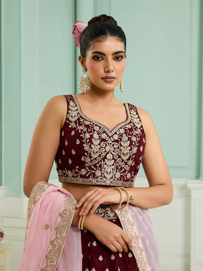 Georgette Fabric Sequins embroidery Semi-Stitched Lehenga & Unstitched Blouse With Dupatta (Copy) House of Panchhi
