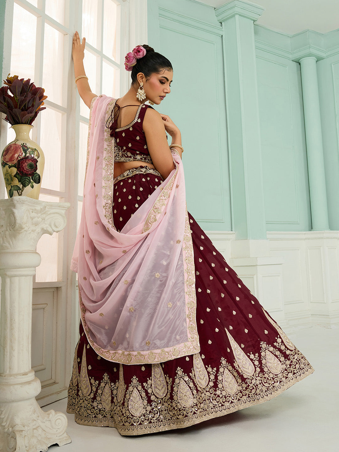 Georgette Fabric Sequins embroidery Semi-Stitched Lehenga & Unstitched Blouse With Dupatta (Copy) House of Panchhi