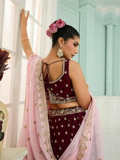 Georgette Fabric Sequins embroidery Semi-Stitched Lehenga & Unstitched Blouse With Dupatta (Copy) House of Panchhi