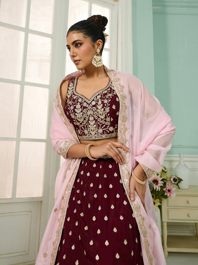 Georgette Fabric Sequins embroidery Semi-Stitched Lehenga & Unstitched Blouse With Dupatta (Copy) House of Panchhi