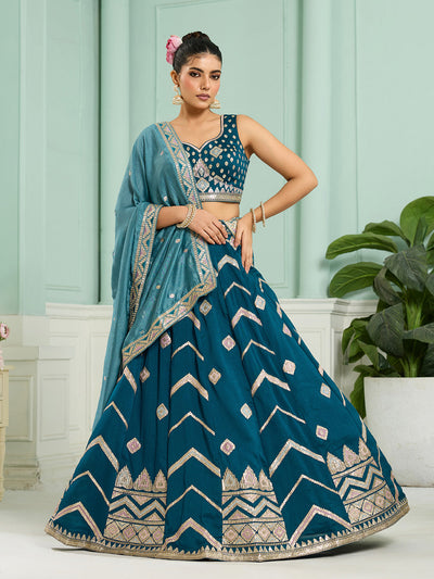 Silk Fabric Sequins embroidery Semi-Stitched Lehenga & Unstitched Blouse With Dupatta House of Panchhi