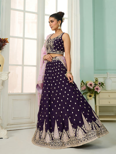 Georgette Fabric Sequins embroidery Semi-Stitched Lehenga & Unstitched Blouse With Dupatta (Copy) House of Panchhi