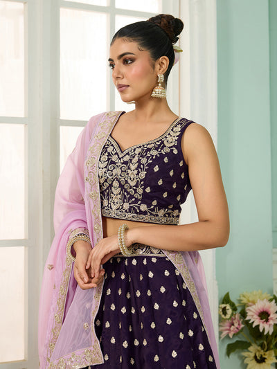 Georgette Fabric Sequins embroidery Semi-Stitched Lehenga & Unstitched Blouse With Dupatta (Copy) House of Panchhi
