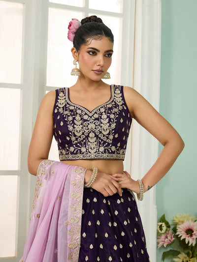 Georgette Fabric Sequins embroidery Semi-Stitched Lehenga & Unstitched Blouse With Dupatta (Copy) House of Panchhi
