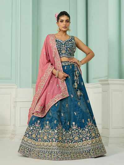 Silk Fabric Sequins embroidery Semi-Stitched Lehenga & Unstitched Blouse With Dupatta House of Panchhi