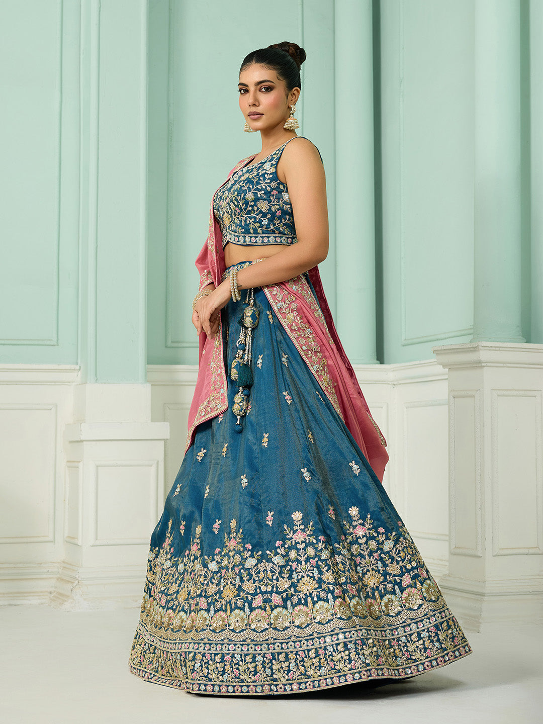Silk Fabric Sequins embroidery Semi-Stitched Lehenga & Unstitched Blouse With Dupatta House of Panchhi