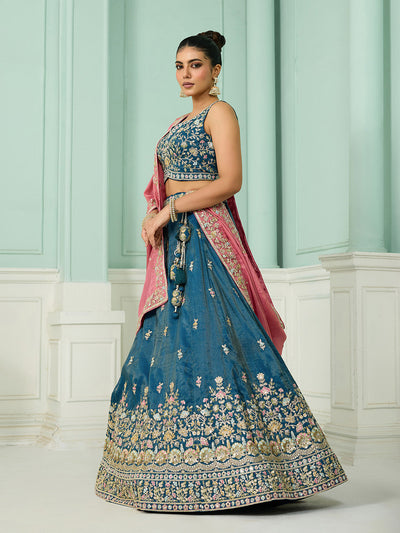 Silk Fabric Sequins embroidery Semi-Stitched Lehenga & Unstitched Blouse With Dupatta House of Panchhi