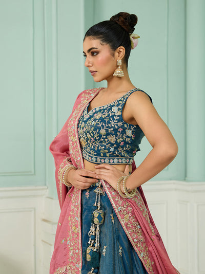 Silk Fabric Sequins embroidery Semi-Stitched Lehenga & Unstitched Blouse With Dupatta House of Panchhi