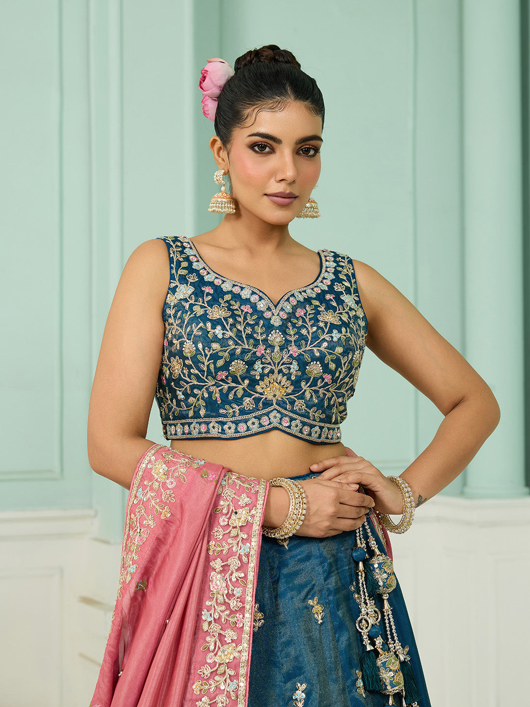 Silk Fabric Sequins embroidery Semi-Stitched Lehenga & Unstitched Blouse With Dupatta House of Panchhi