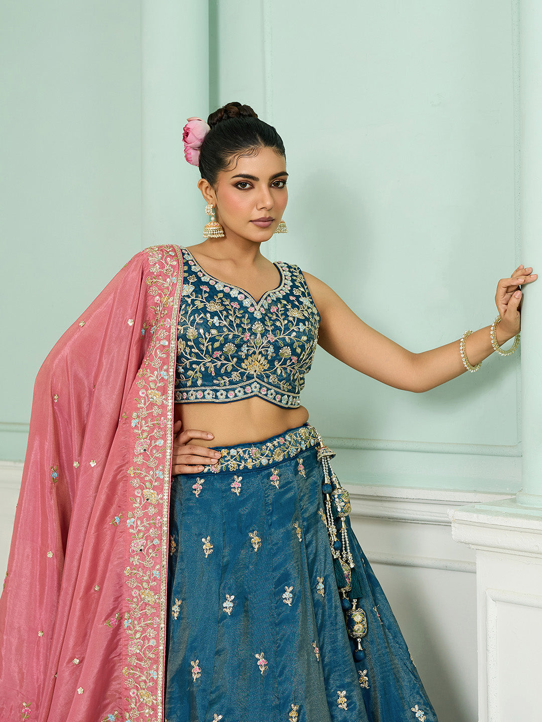 Silk Fabric Sequins embroidery Semi-Stitched Lehenga & Unstitched Blouse With Dupatta House of Panchhi