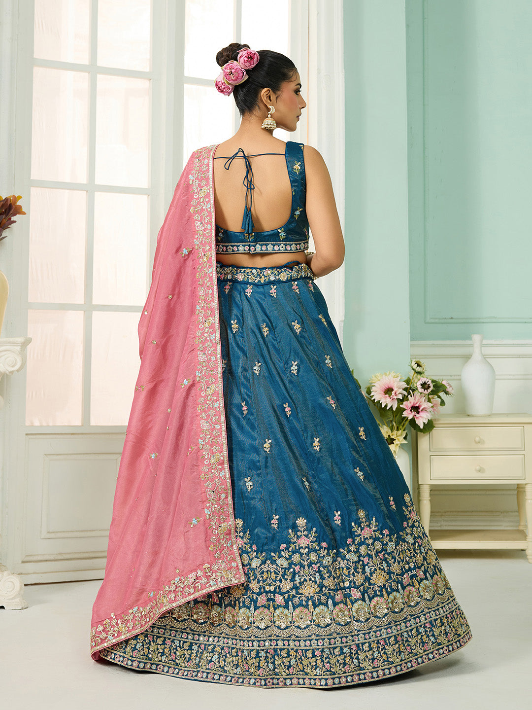 Silk Fabric Sequins embroidery Semi-Stitched Lehenga & Unstitched Blouse With Dupatta House of Panchhi