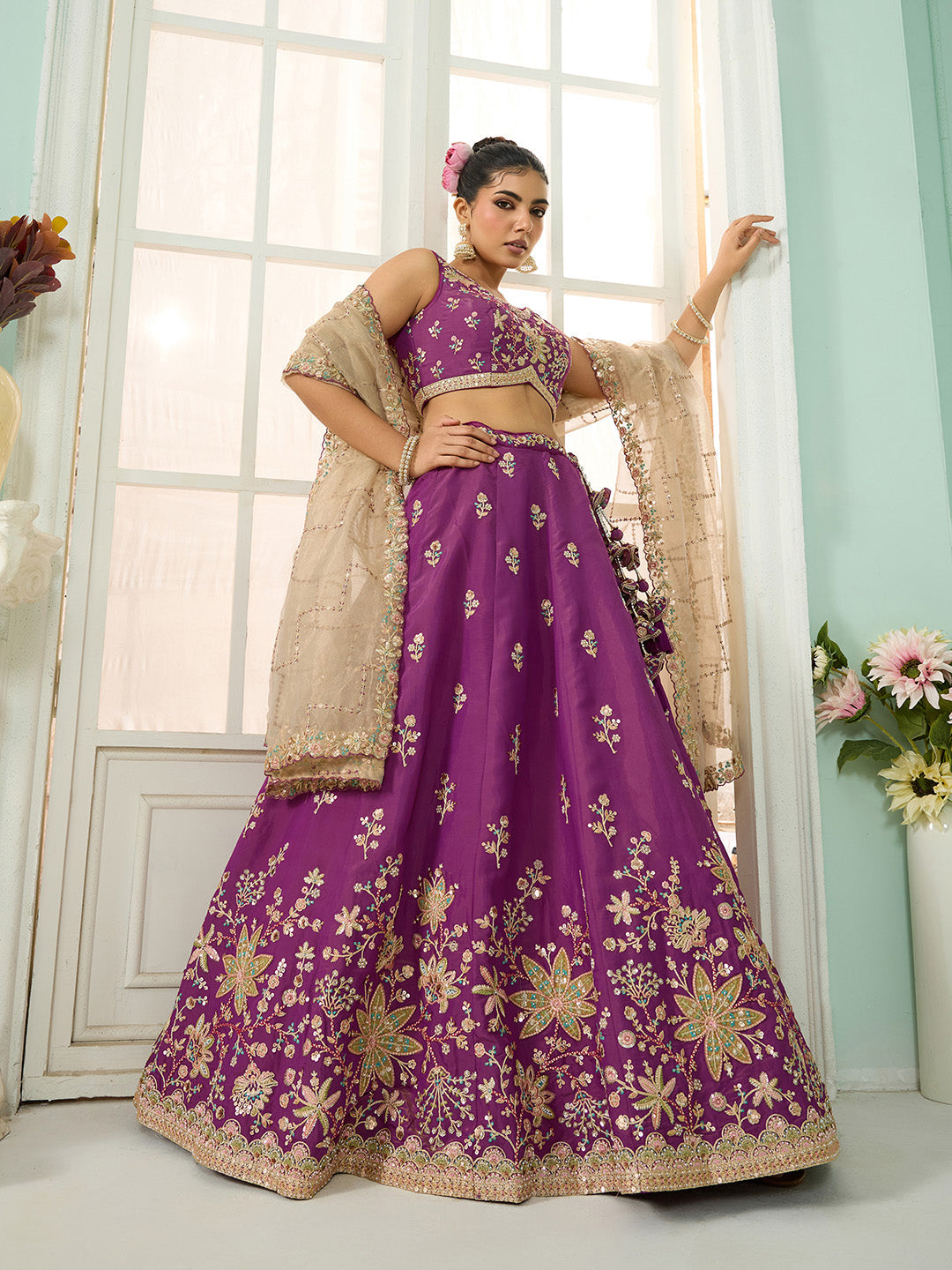 Georgette Fabric Sequins embroidery Semi-Stitched Lehenga & Unstitched Blouse With Dupatta House of Panchhi