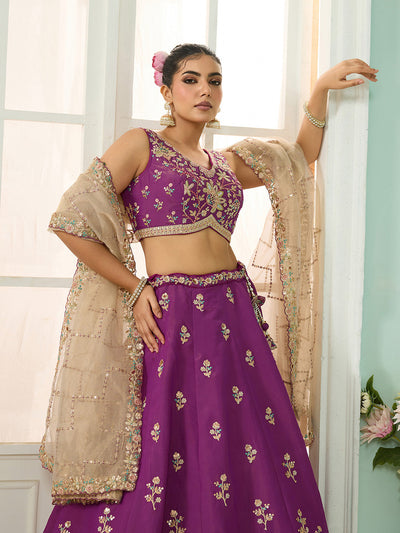 Georgette Fabric Sequins embroidery Semi-Stitched Lehenga & Unstitched Blouse With Dupatta House of Panchhi