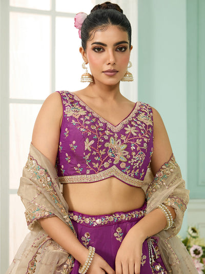 Georgette Fabric Sequins embroidery Semi-Stitched Lehenga & Unstitched Blouse With Dupatta House of Panchhi