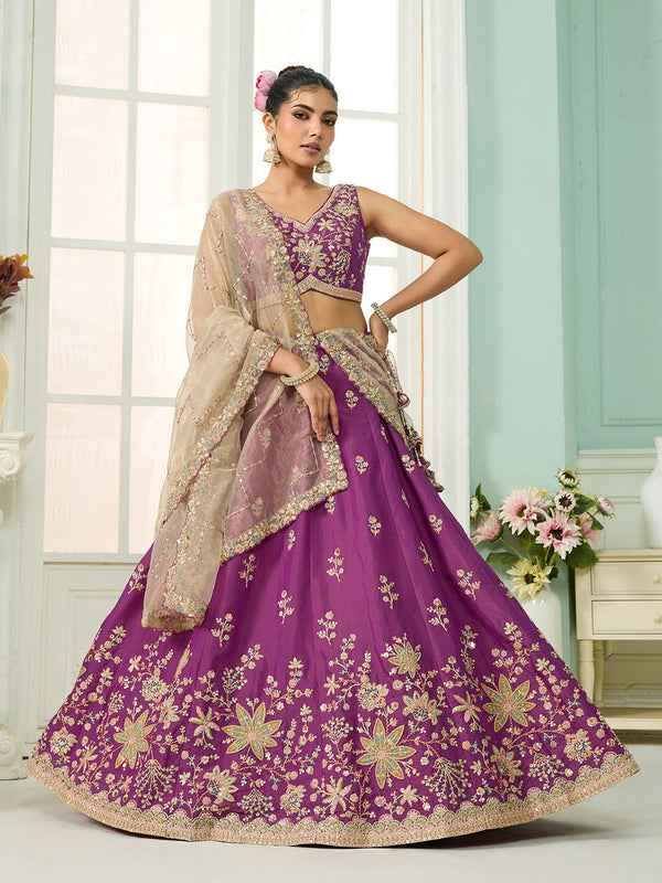 Georgette Fabric Sequins embroidery Semi-Stitched Lehenga & Unstitched Blouse With Dupatta